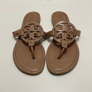 Tory Burch Tan Miller Logo Thong Sandals